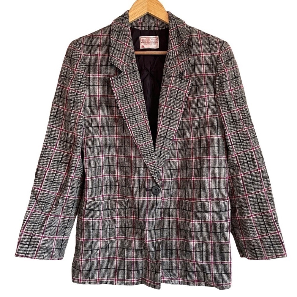 Vintage Pendleton Virgin Wool Plaid Academia Blazer Jacket